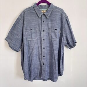 Woolrich Shirt Men's Sz XXL‎ Blue Cotton Chambray Short Sleeve Button Up